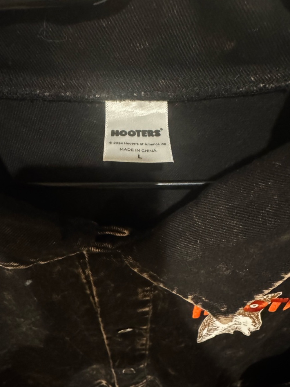Hooters Black Jacket with Orange and White Logo - Picture 3 of 4